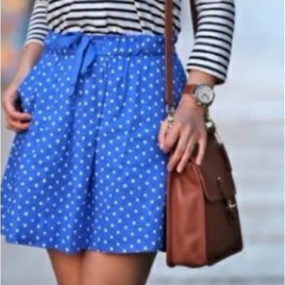 J. Crew Boardwalk Linen Skirt in Polka Dot